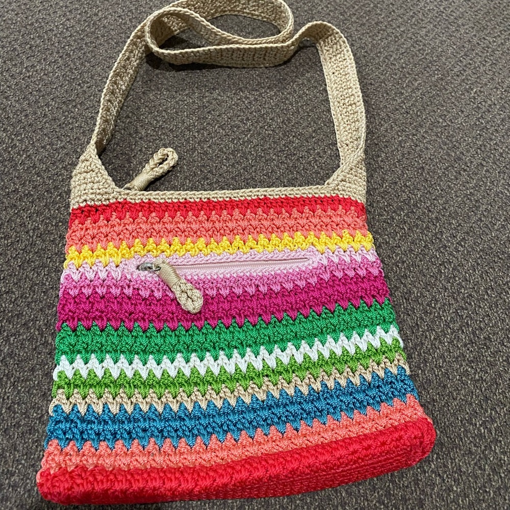 The Sak Janet Striped Multicolor Crochet Crossbody Bag